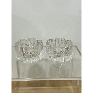 Vintage Westmoreland Cut Crystal Salt Cellar "Feather & Star" Pattern